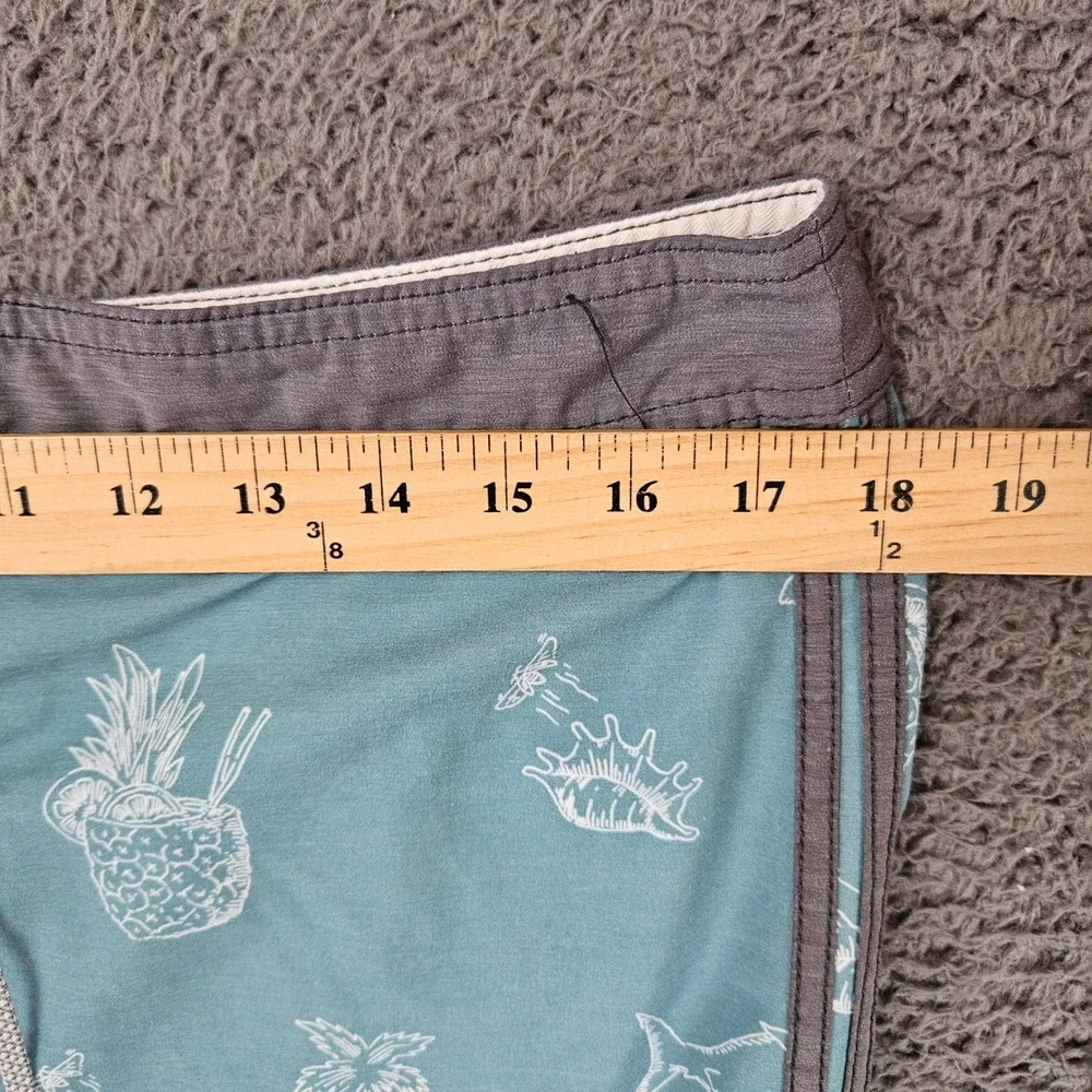 ONeill Hyperfreak Mens Board Shorts 32 Teal Aloha Tropical Print Stretch Swim - Picture 3 of 12